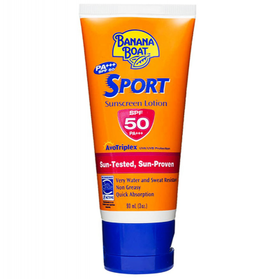 BANANA BOAT SPORT Sunscreen Lotion 50+ SPF Avotriplex with UVA Protection 90 ml / 3 oz